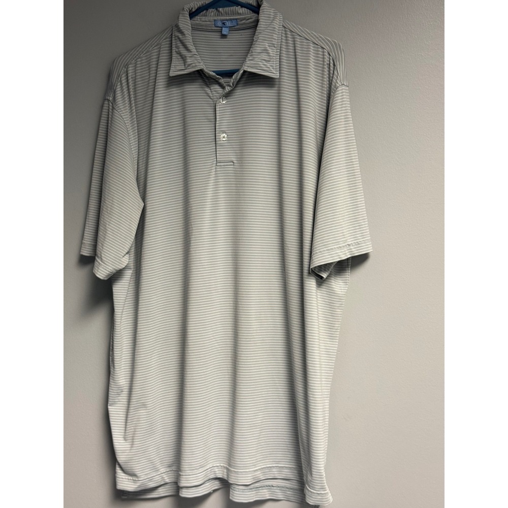 Genteal Performanc Polo Shirt Mens XL Gray White Stripe Short Sleeve Golf - Picture 3 of 12